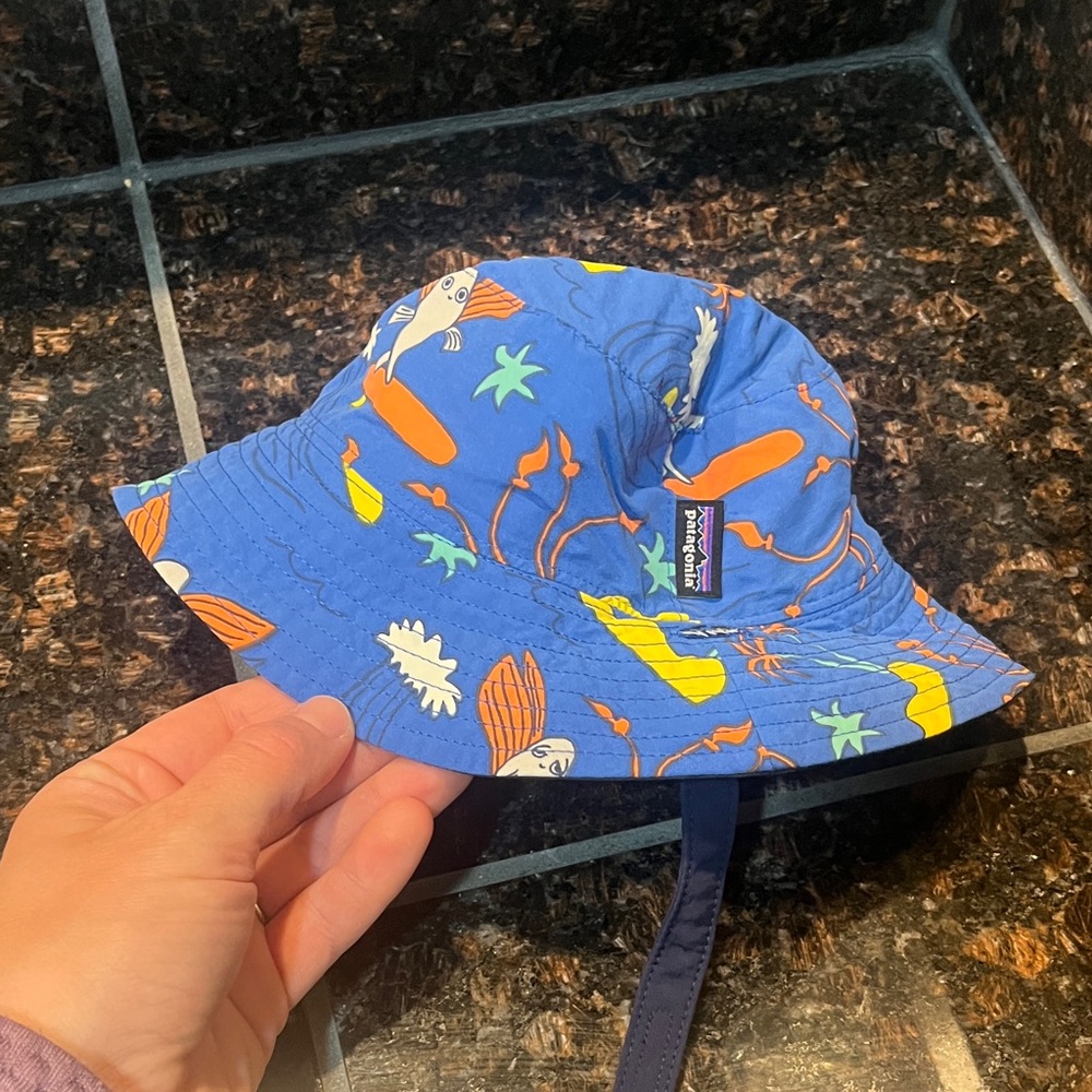 Patagonia Blue Kids' Surf Print Bucket Hat